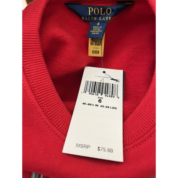 POLO Ralph Lauren Girls Size 6 Sweatshirt Fleece Skiing Bear Red Dress NWT - Picture 4 of 5